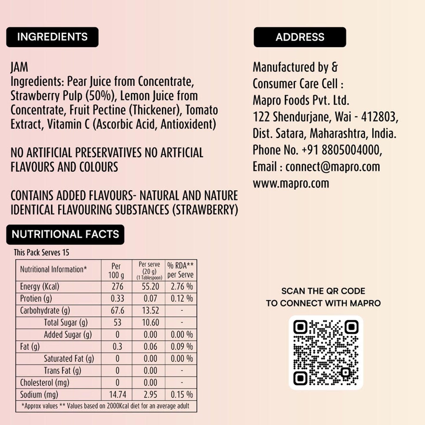 ingredients of mapro Strawberry Preserve